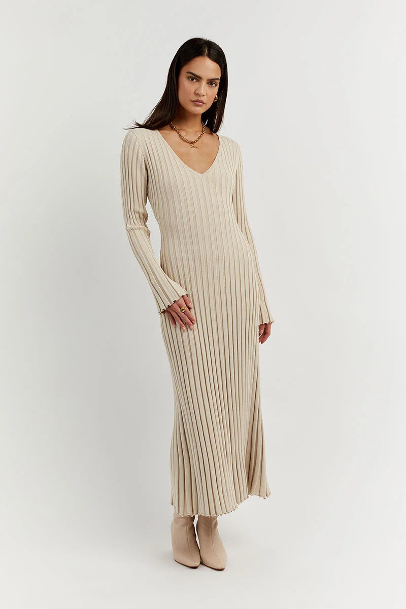 Novalea™ V-Neck Sleeved Knit Maxi Dress