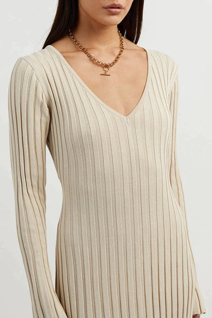 Novalea™ V-Neck Sleeved Knit Maxi Dress