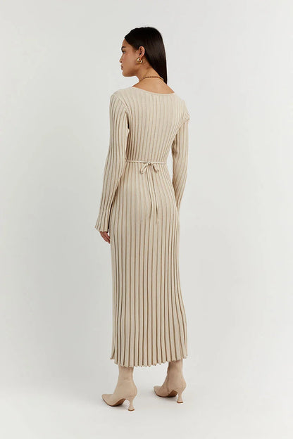 Novalea™ V-Neck Sleeved Knit Maxi Dress