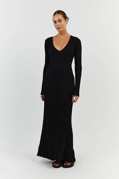 Novalea™ V-Neck Sleeved Knit Maxi Dress