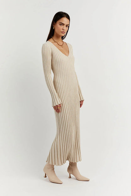 Novalea™ V-Neck Sleeved Knit Maxi Dress